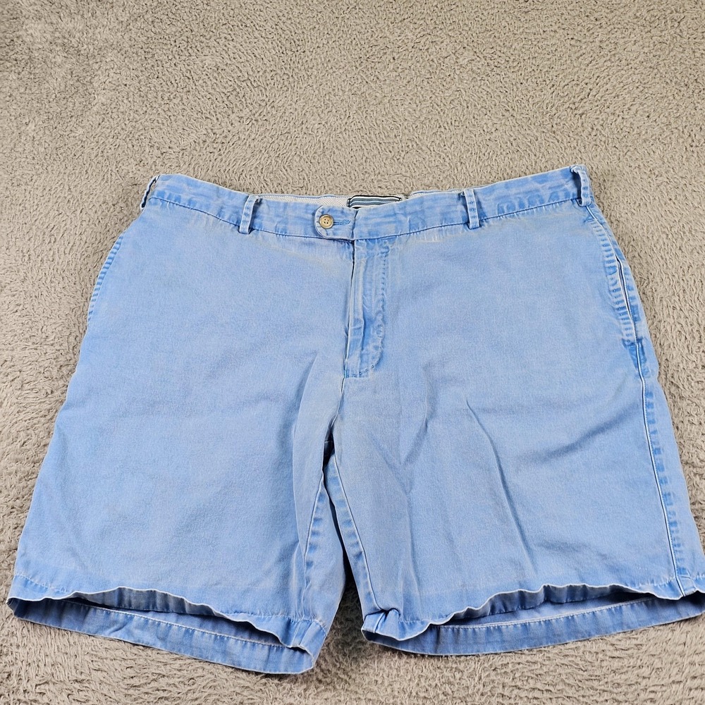 Peter Millar Shorts Mens 40 Light Blue Cotton Flat Front Chino 9 Inseam Casual